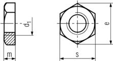 DIN 431 hexagonal lock nut drawing
