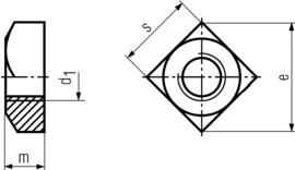 DIN 555 hexagon nut drawing, view 2